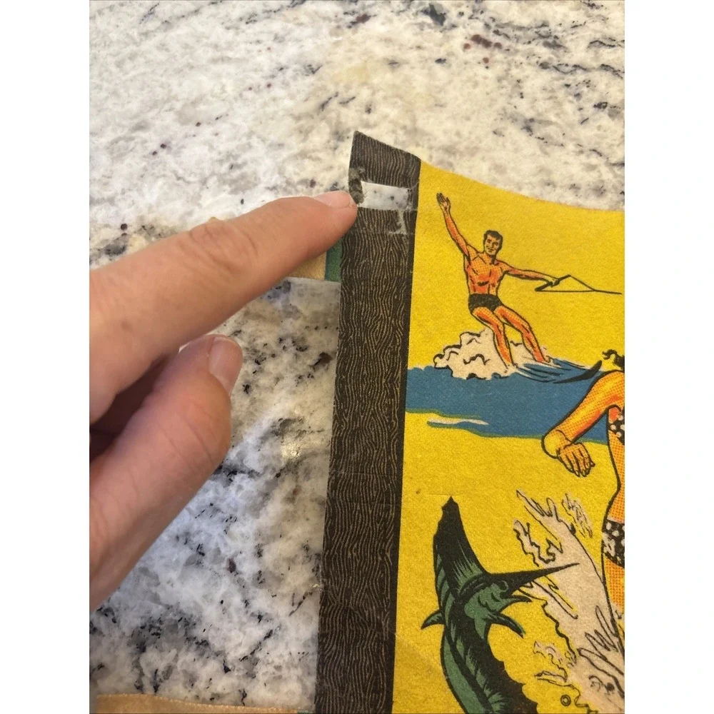 Vintage 1970s Miami Beach Florida Pennant Golf Marlin Bathing‎ Suit Fishing Flag